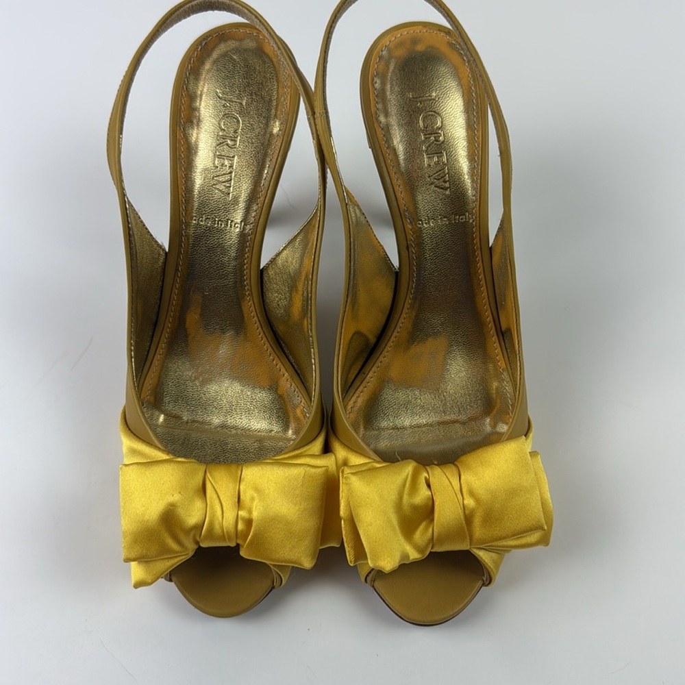 J. Crew Augusta leather peep toe Sling back Heels - Picture 3 of 6